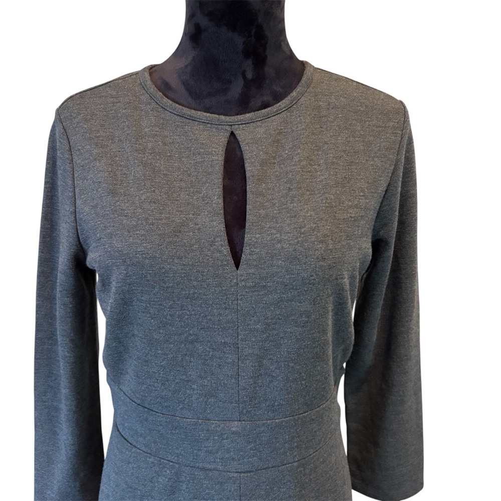 Ann Taylor Gray Knit Midi Dress, size 8, Work Casual Versatile Fall Minimalist - Picture 2 of 11